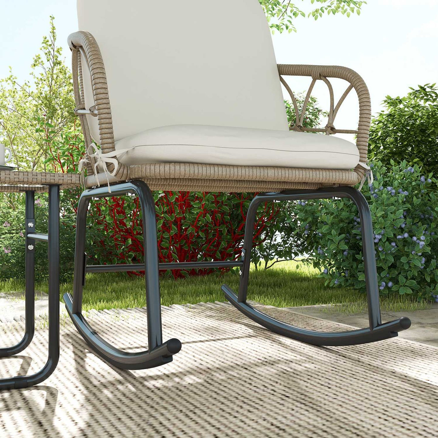 Garden rocking chair set with cushions - 3 pieces