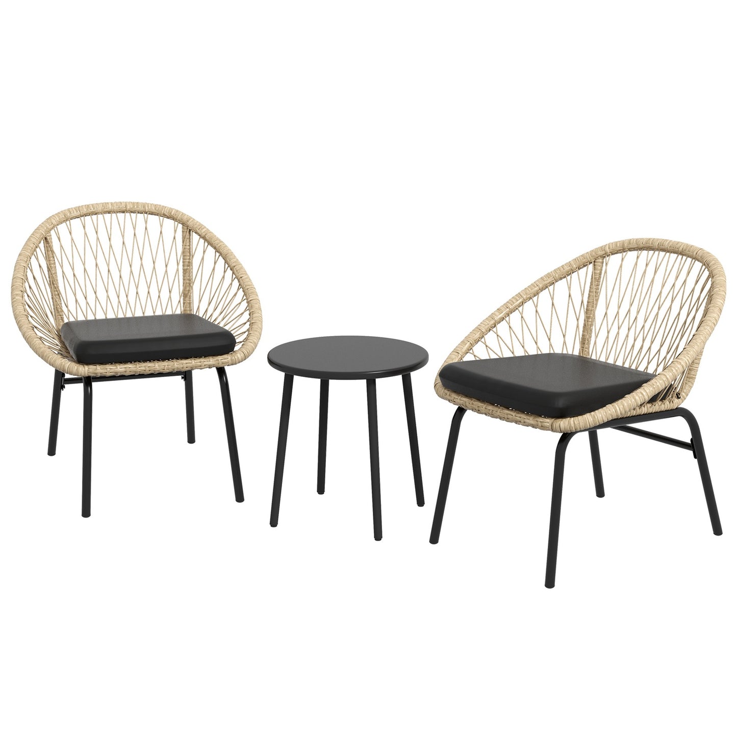 Rattan garden furniture - 3 pcs, yellow cushions