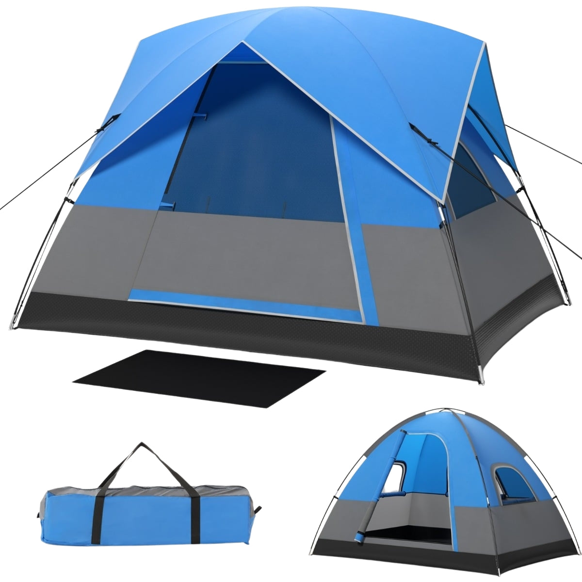 3-Person Camping Tent with Removable Rainfly & Mat