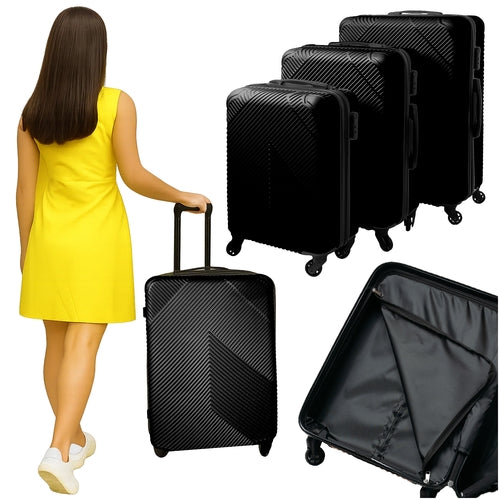 3-Piece Black Suitcase Set – Lightweight, Durable