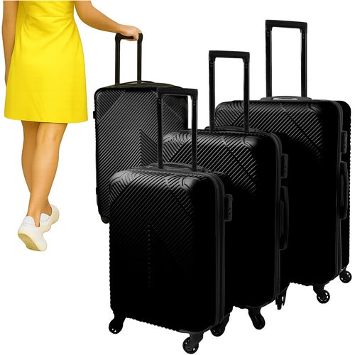 3-Piece Black Suitcase Set – Lightweight, Durable