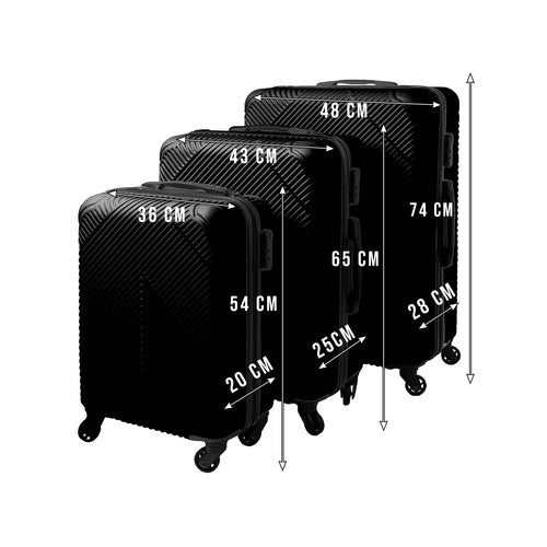 3-Piece Black Suitcase Set – Lightweight, Durable
