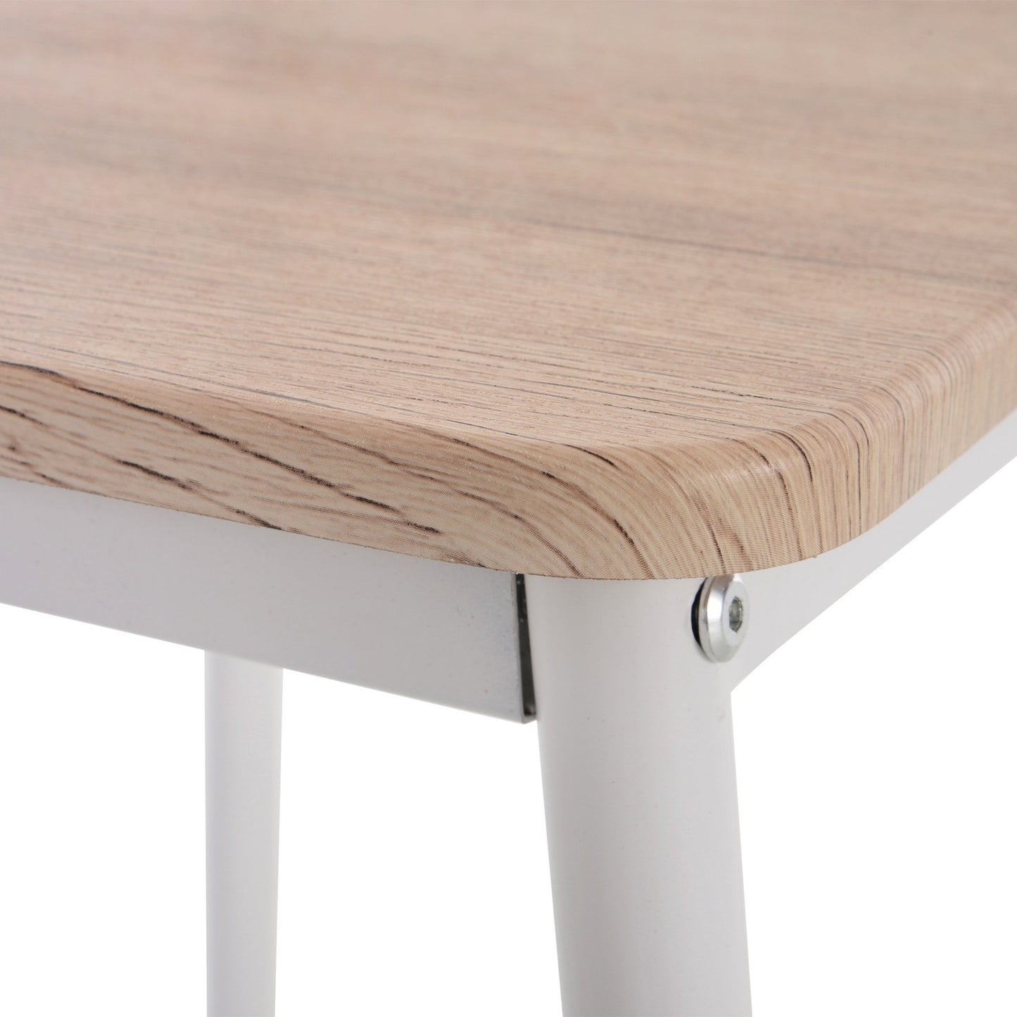 Dining table set, 3-piece - MDF & metal, wood fibers & white