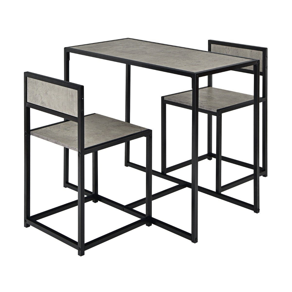 3-Piece Dining Set with Compact Table & 2 Chairs, Gray