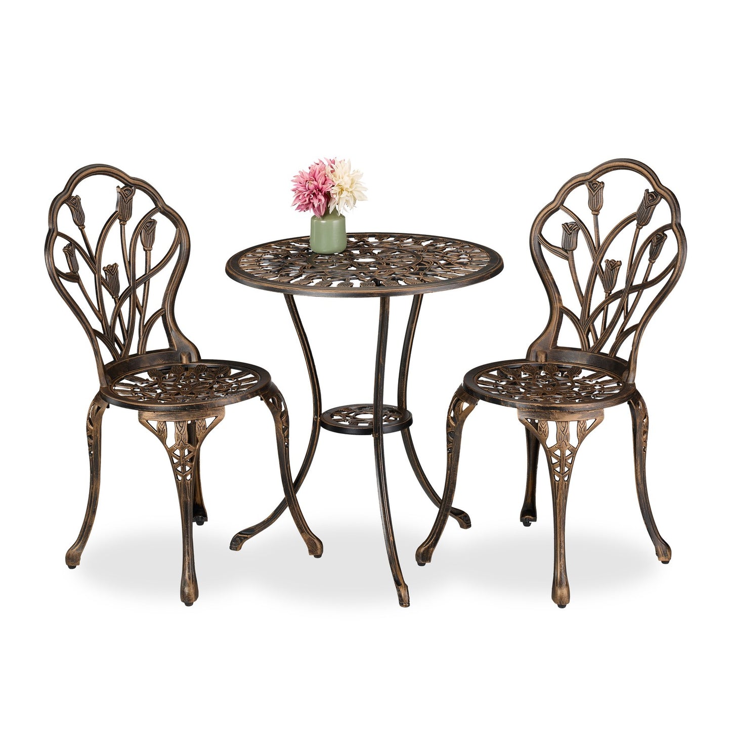 3-Piece Floral Bistro Set – Table & Chairs for Patio
