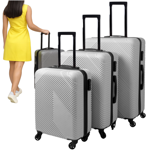 3-Piece Gray Suitcase Set – Lightweight, Durable