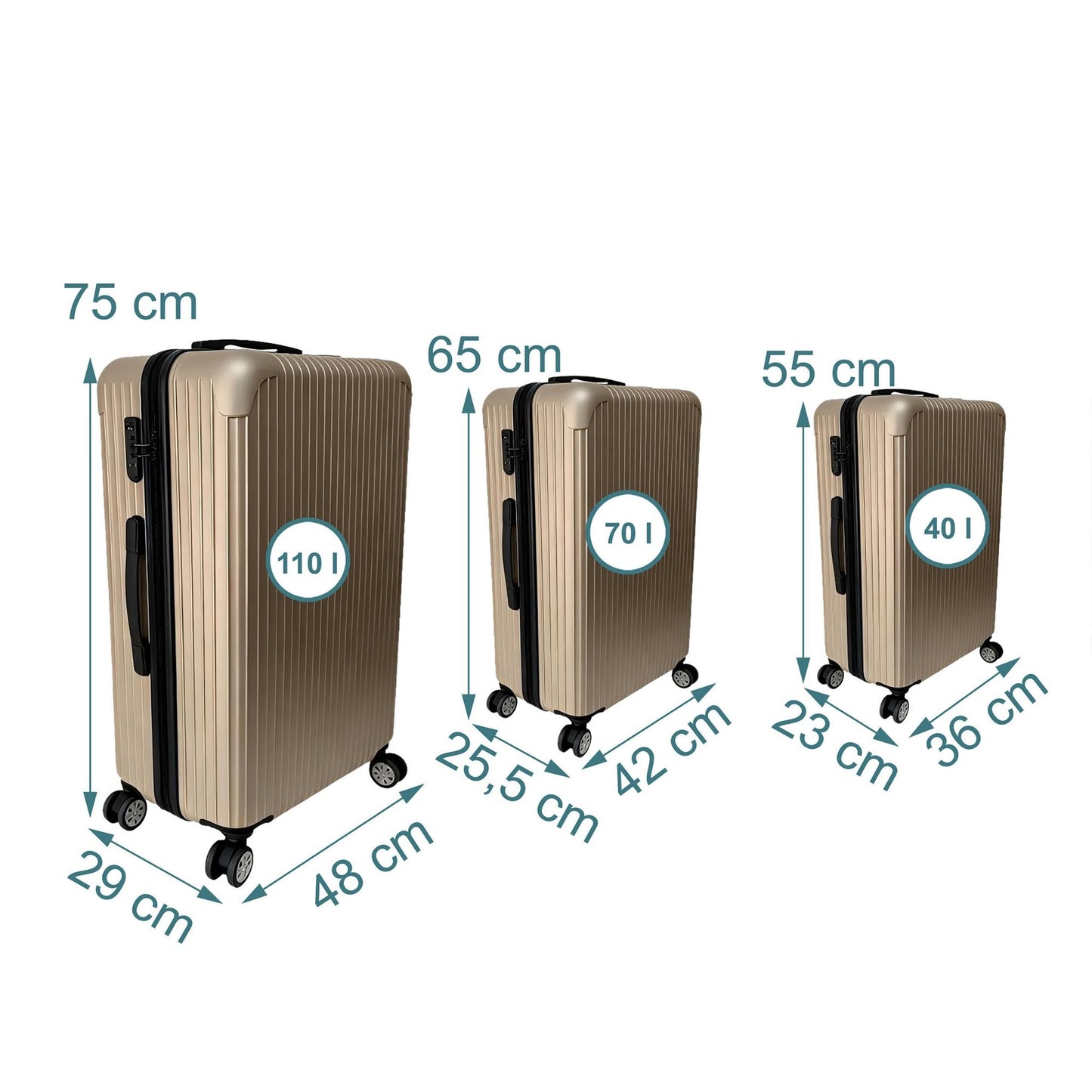 3-Piece Hard-Shell Luggage Set with Spinner Wheels