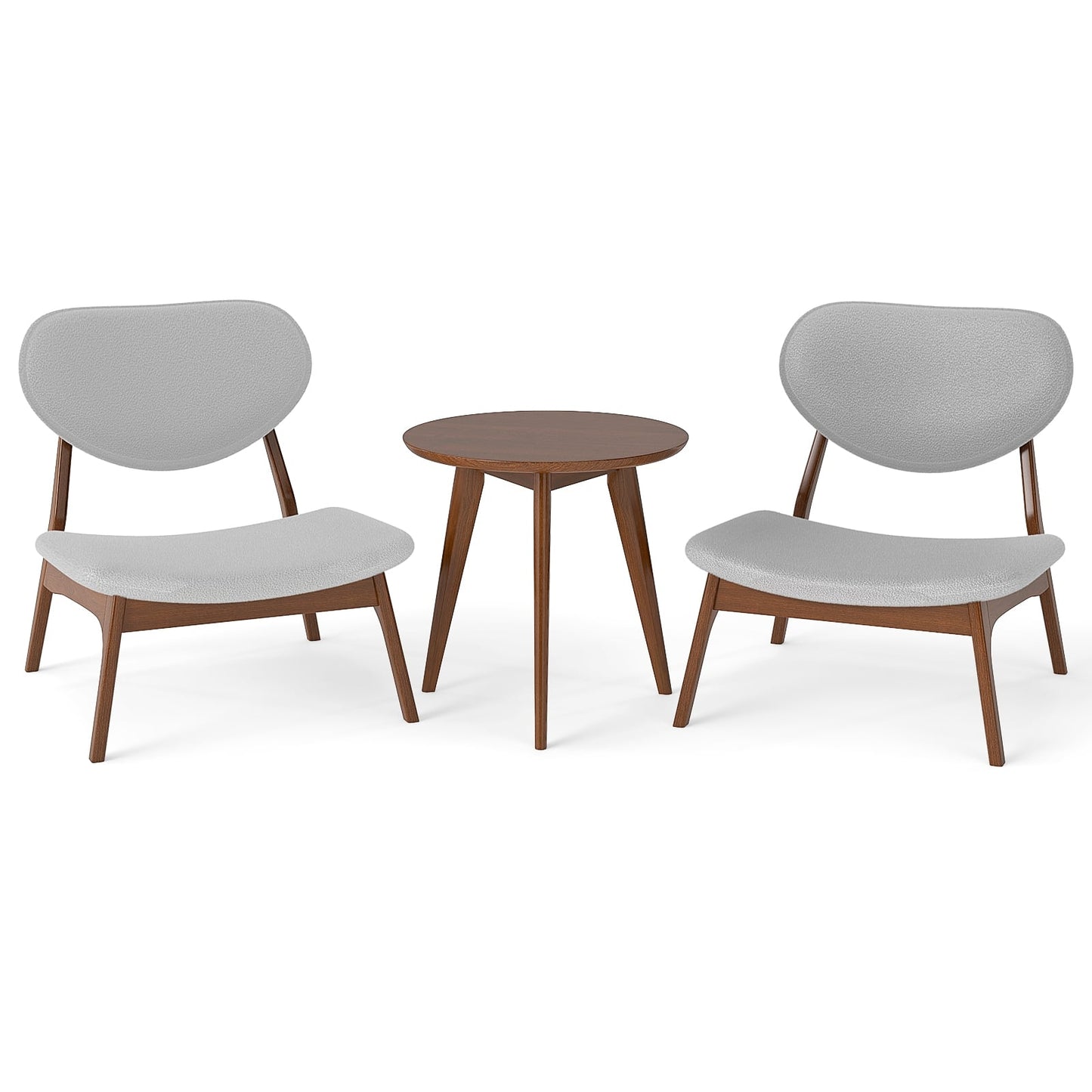 3-Piece Lounge Set with Table and 2 Chairs, Light Grey