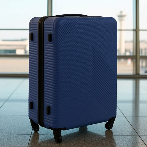 3-Piece Navy Blue Luggage Set – Hard Shell, Spinner Wheels