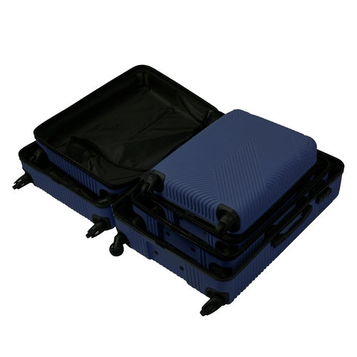 3-Piece Navy Blue Luggage Set – Hard Shell, Spinner Wheels