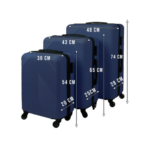 3-Piece Navy Blue Luggage Set – Hard Shell, Spinner Wheels