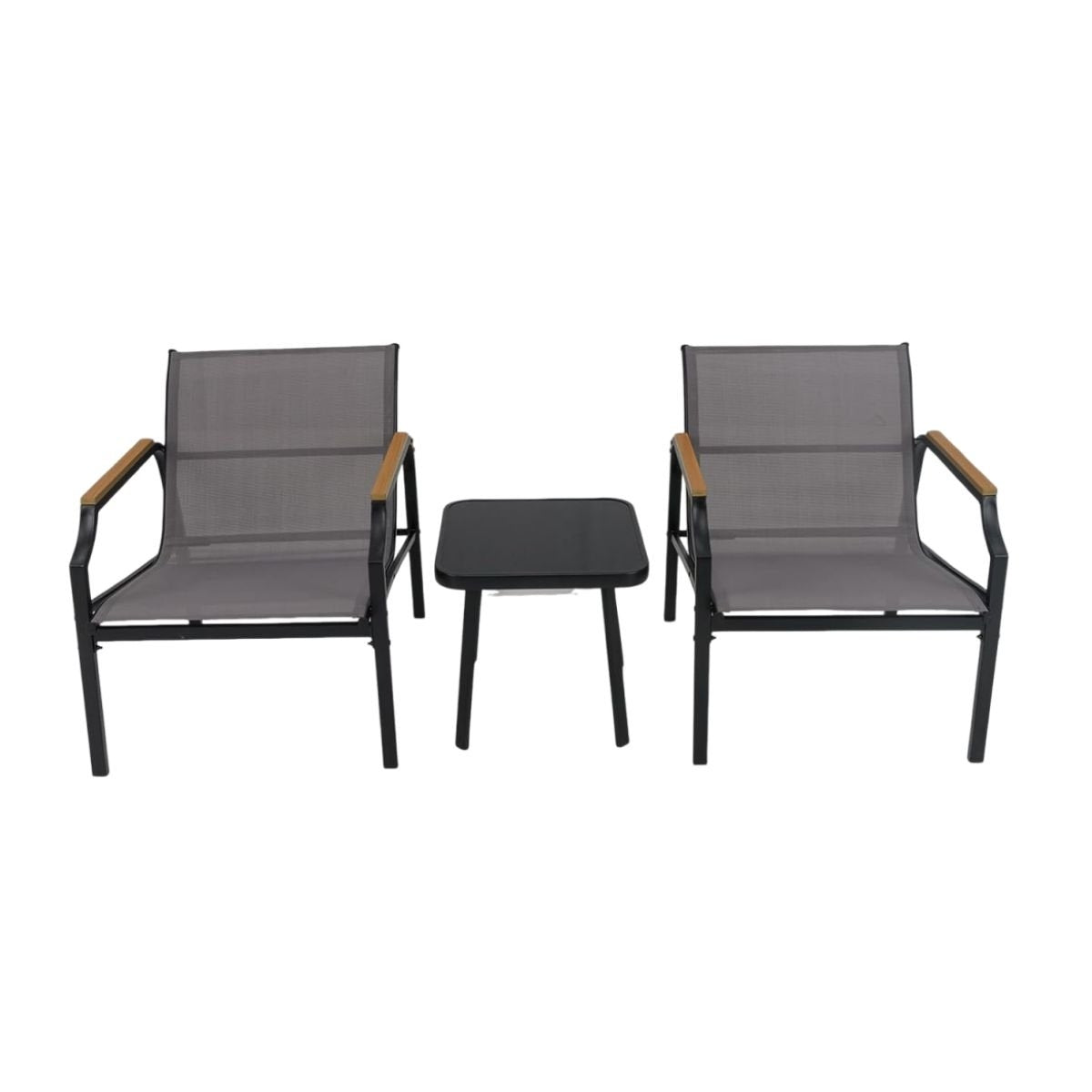 3-Piece Patio Set with Chairs & Table – Metal Frame