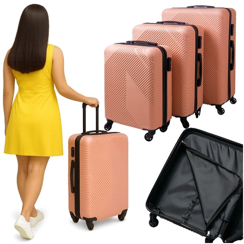 3-Piece Pink Suitcase Set – Lightweight, Durable