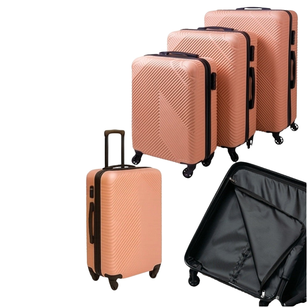 3-Piece Pink Suitcase Set – Lightweight, Durable
