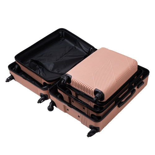 3-Piece Pink Suitcase Set – Lightweight, Durable