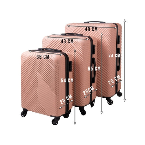 3-Piece Pink Suitcase Set – Lightweight, Durable