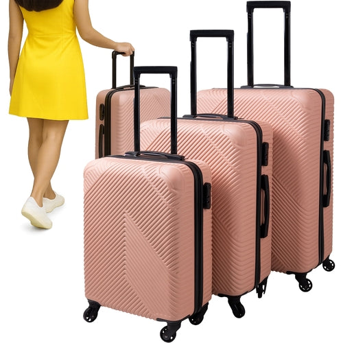 3-Piece Pink Suitcase Set – Lightweight, Durable