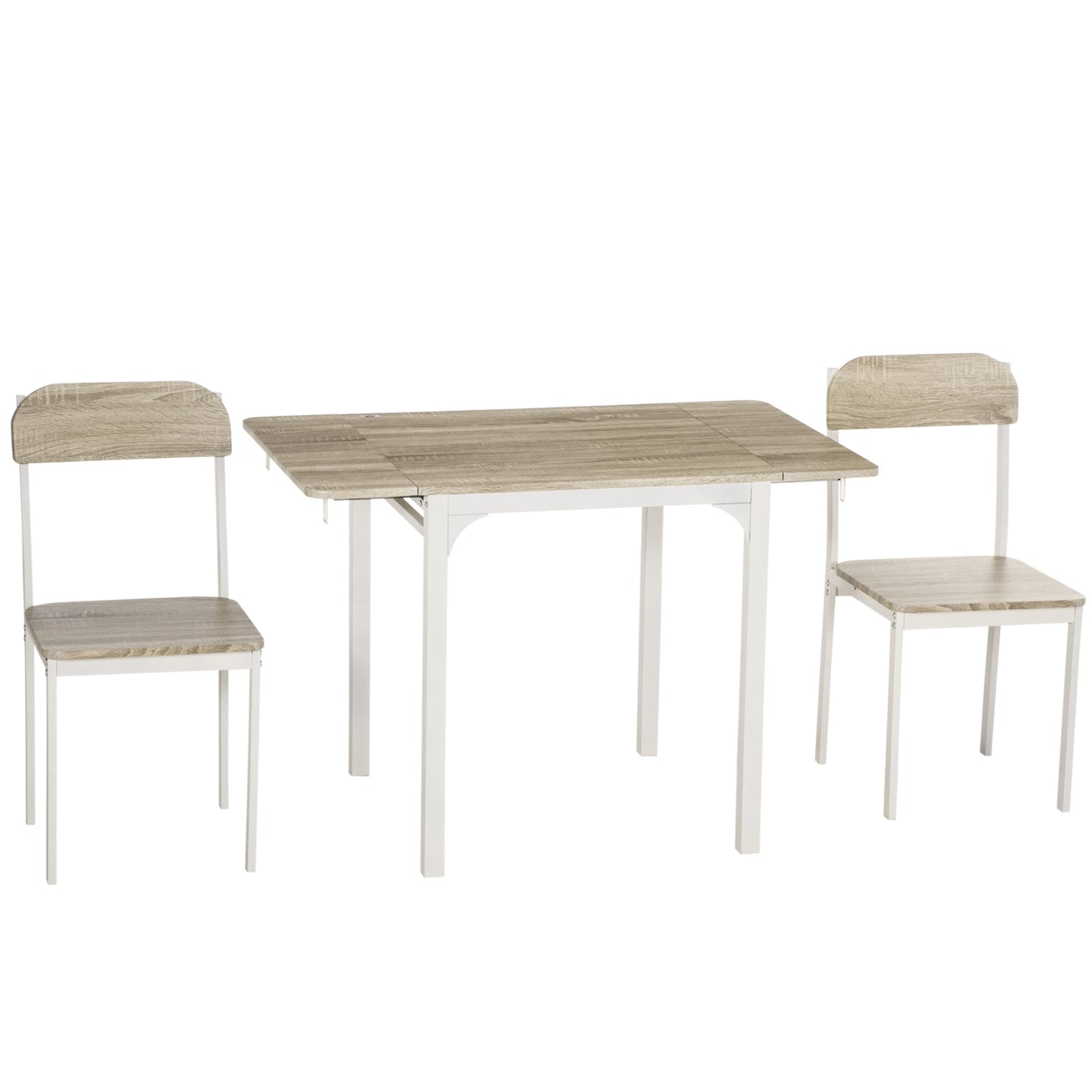 3-piece dining room set with folding table and chairs, steel MDF