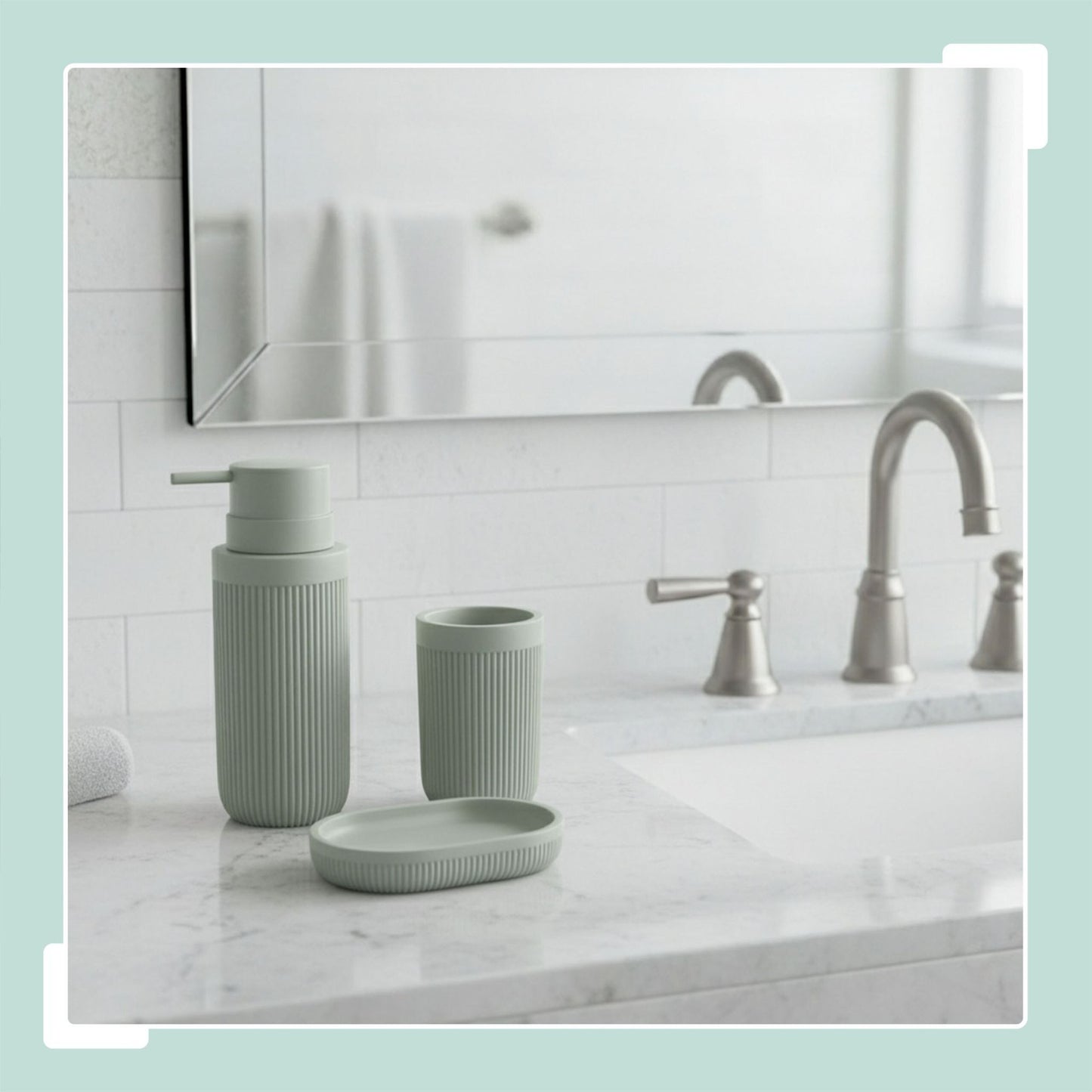 3-Piece Synthetic Resin Bathroom Accessories Set