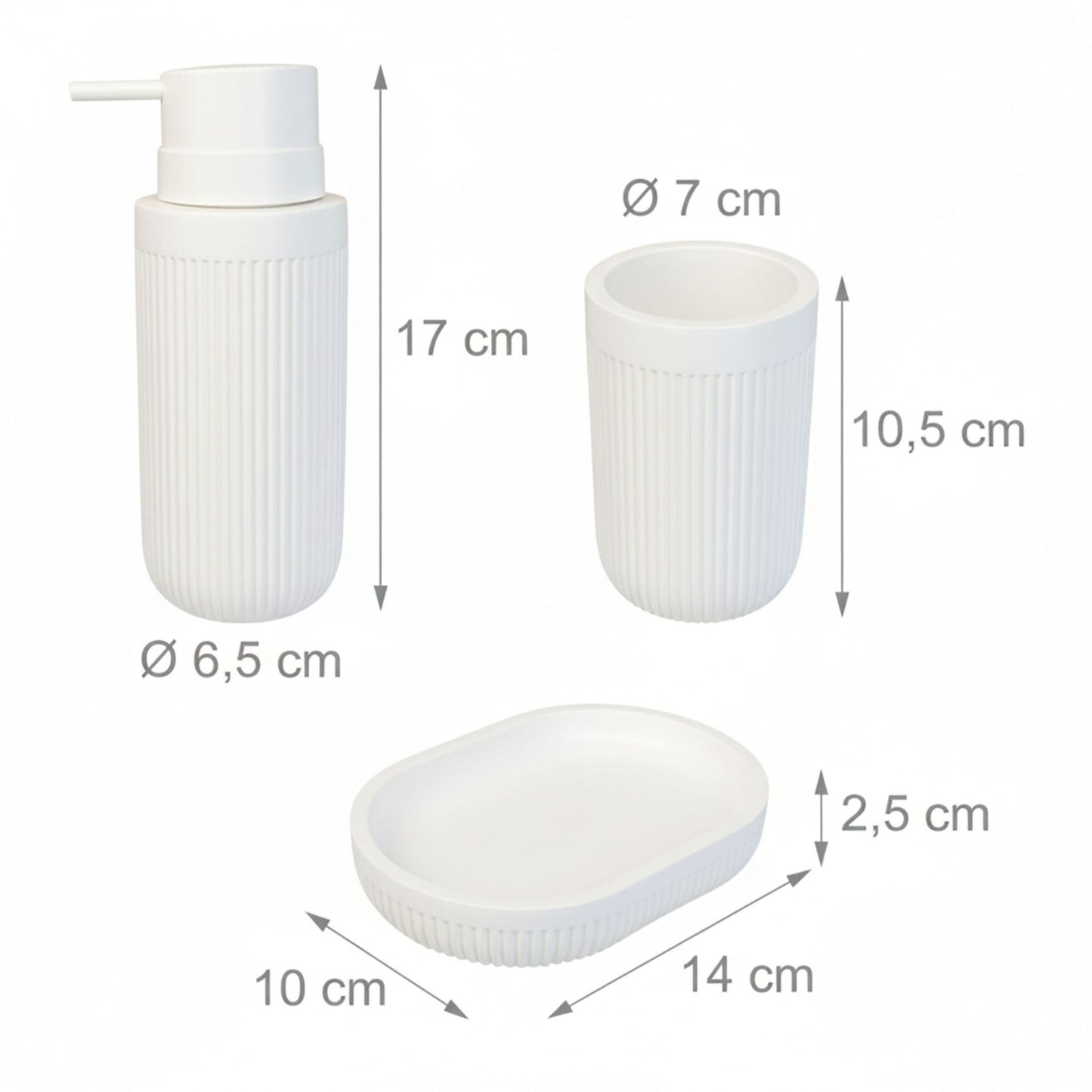 3-Piece Synthetic Resin Bathroom Accessories Set