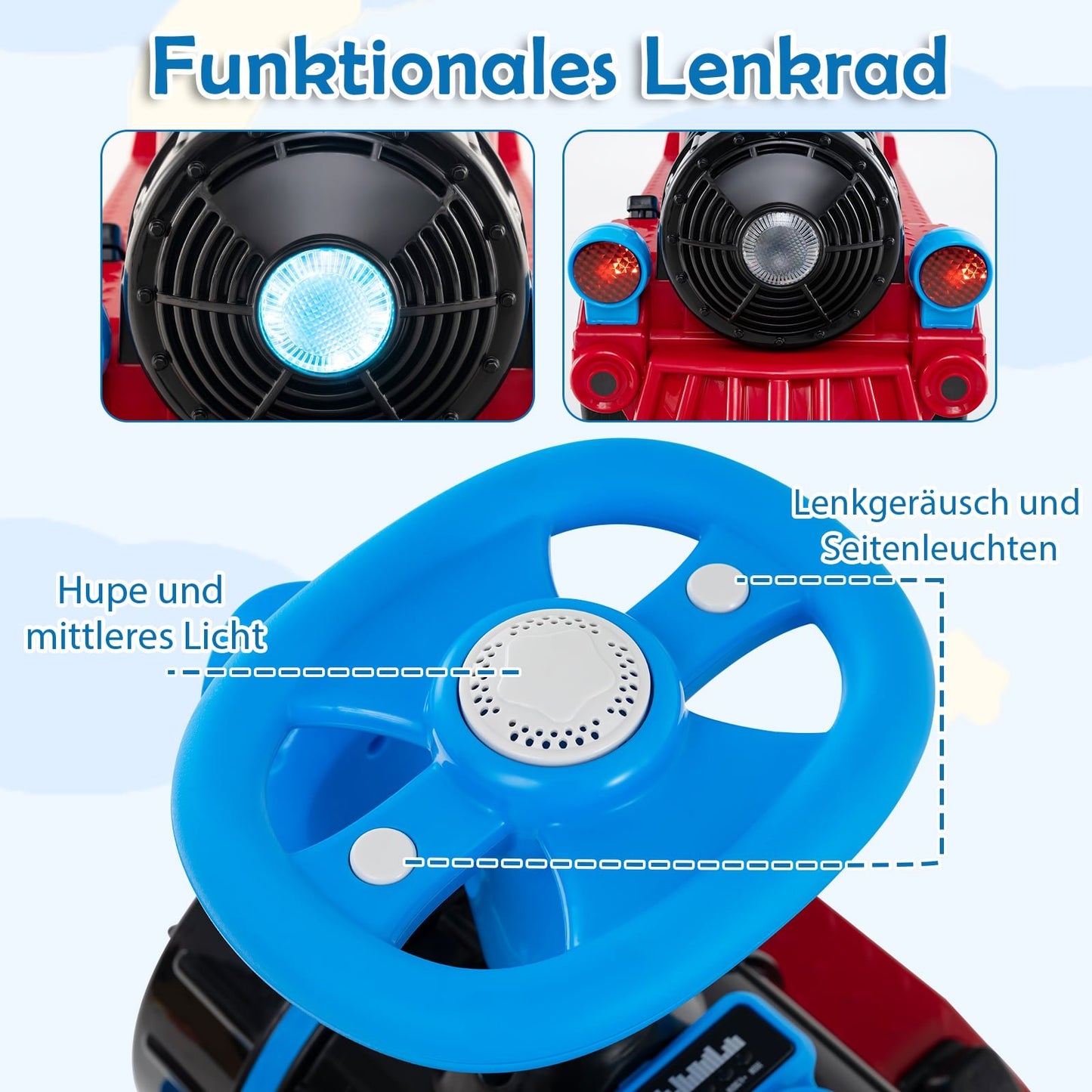 3-Seater Electric Train Set for Kids, 12V, Blue