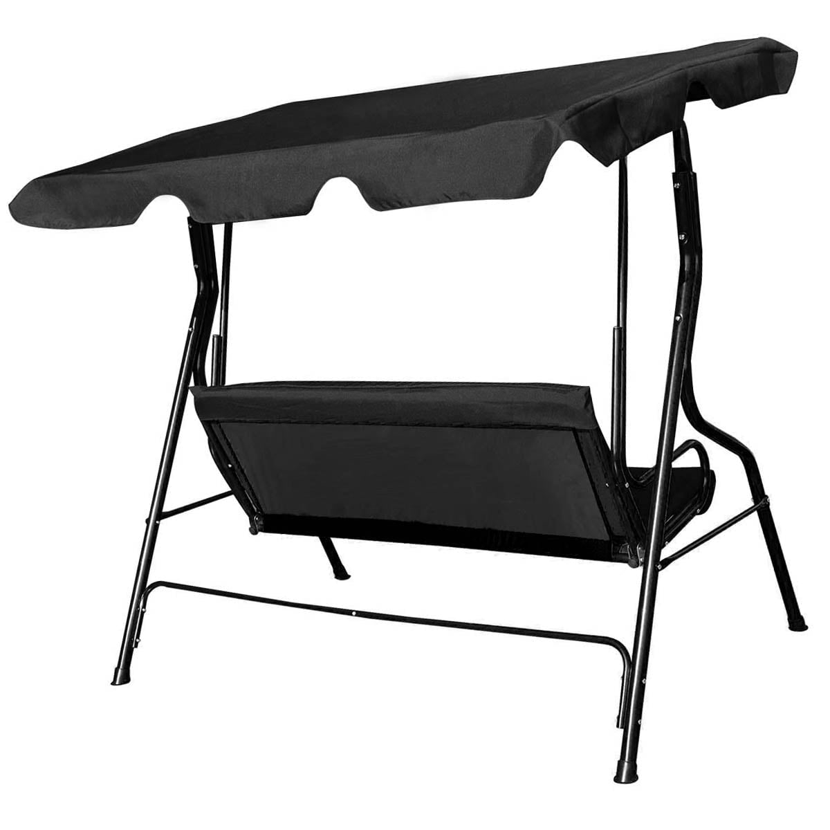 3-Seater Garden Swing with Adjustable Canopy, Green/Brown/Black