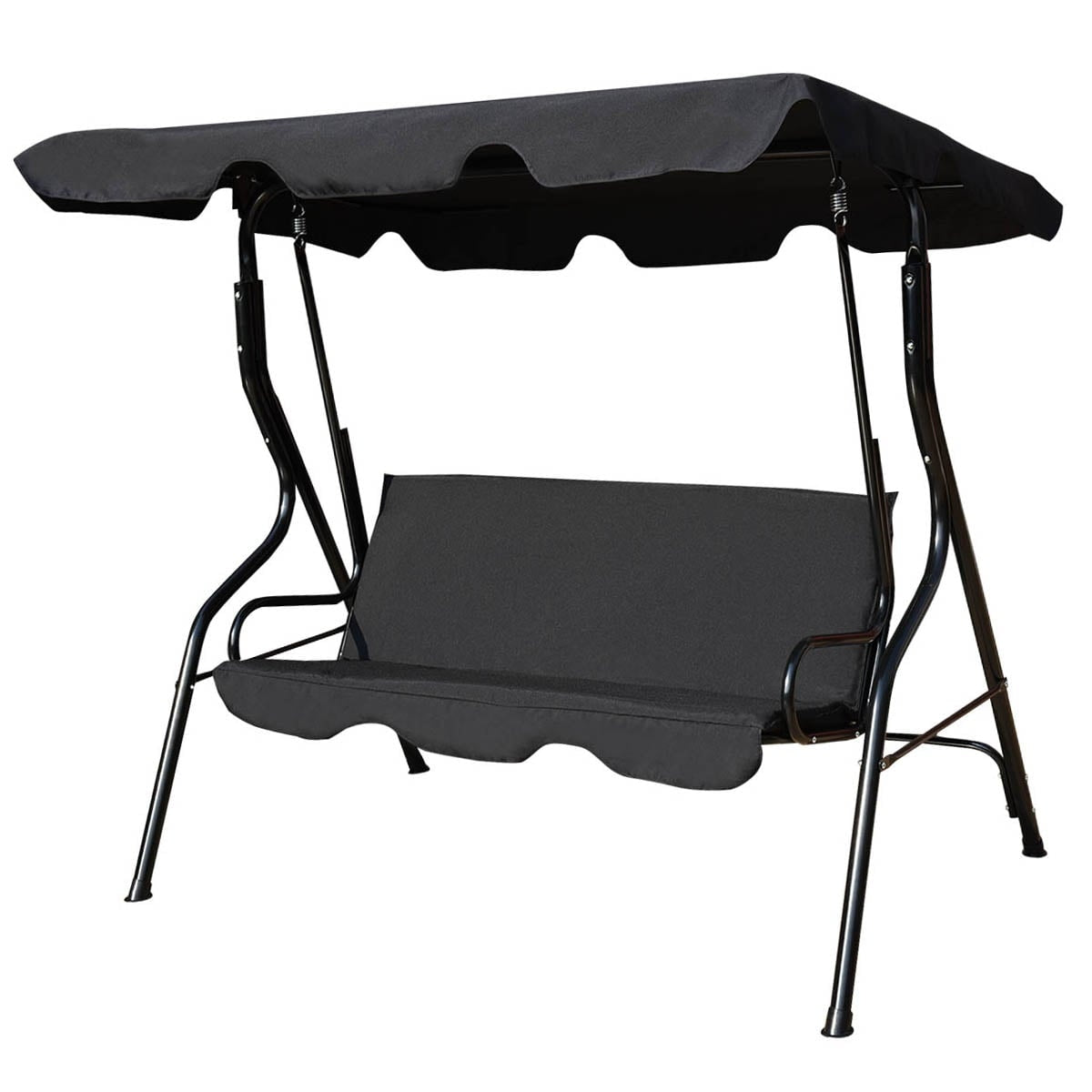 3-Seater Garden Swing with Adjustable Canopy, Green/Brown/Black