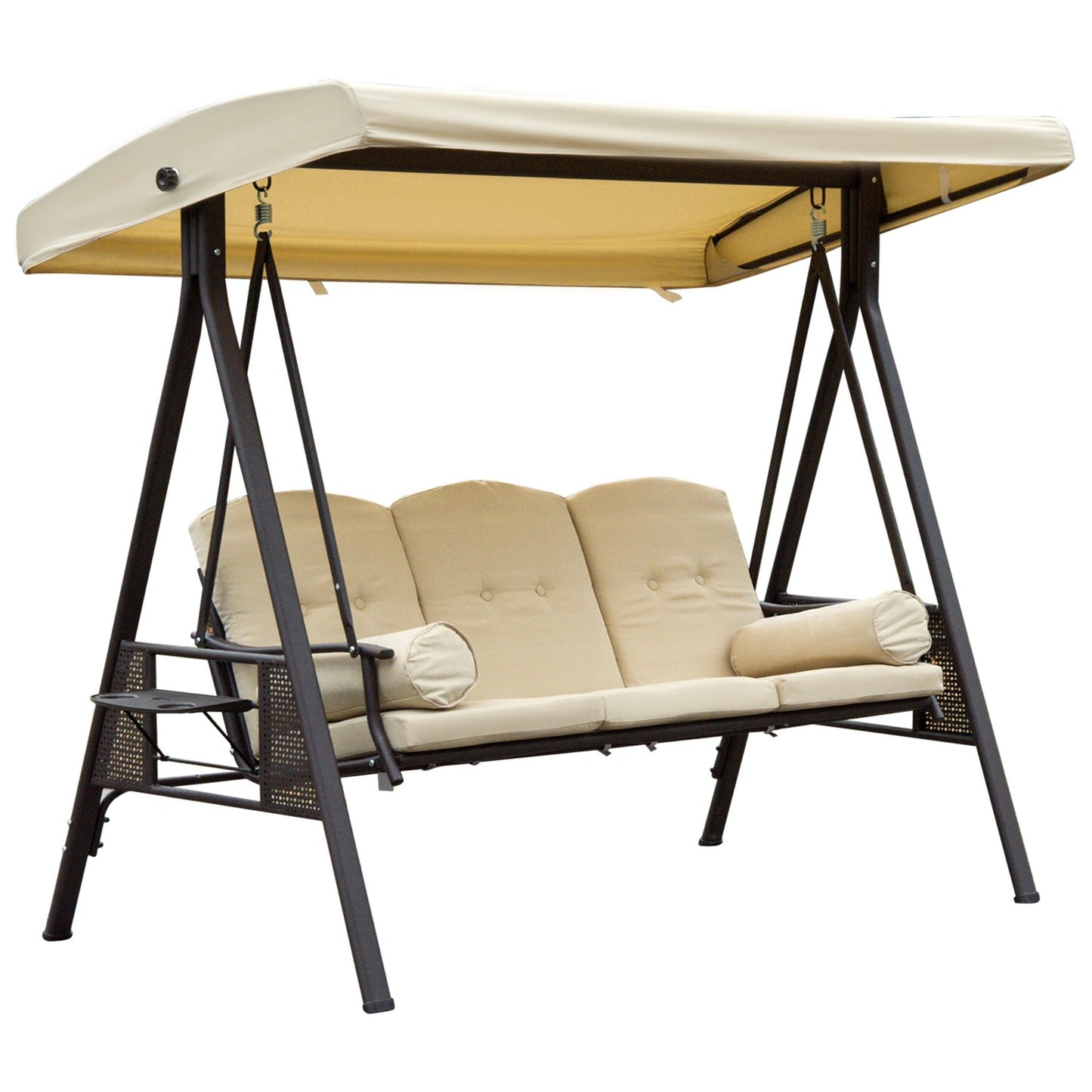 Garden swing with canopy, 3-seater, metal and polyester