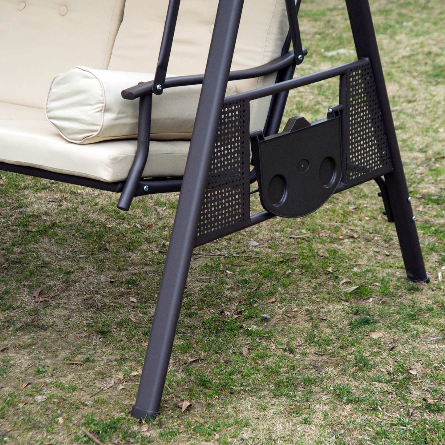 Garden swing with canopy, 3-seater, metal and polyester