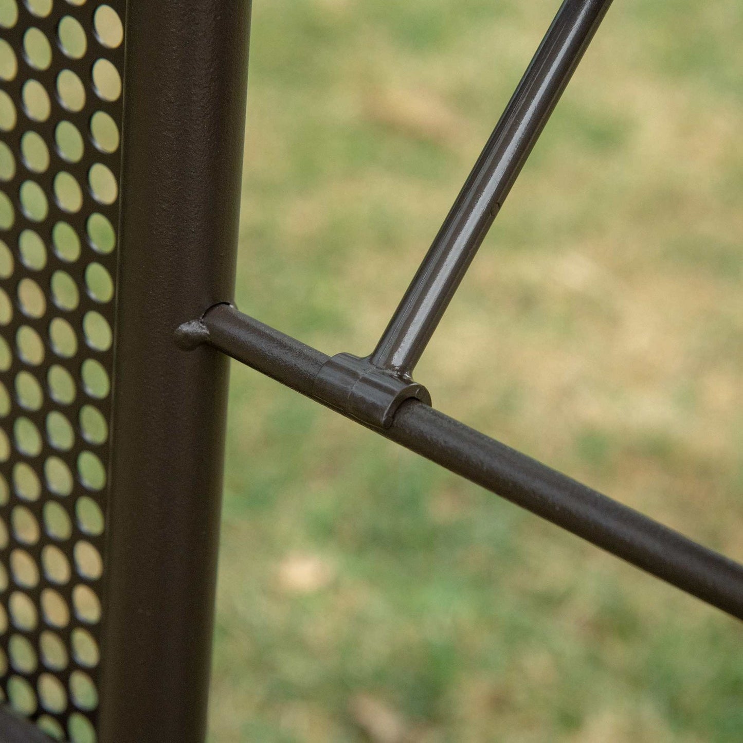3-seat garden swing with canopy, khaki metal frame