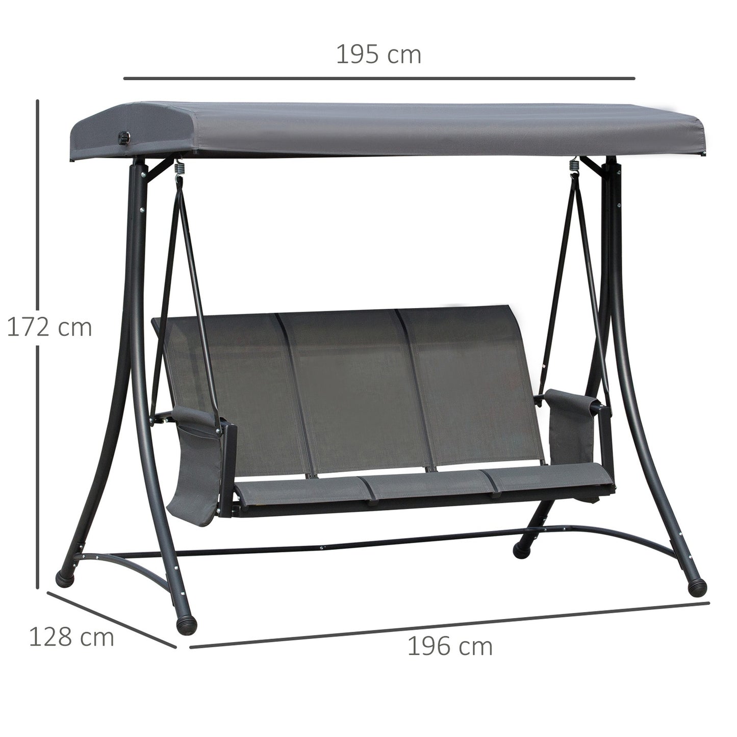 3-seater Veranda swing in aluminum with canopy, gray