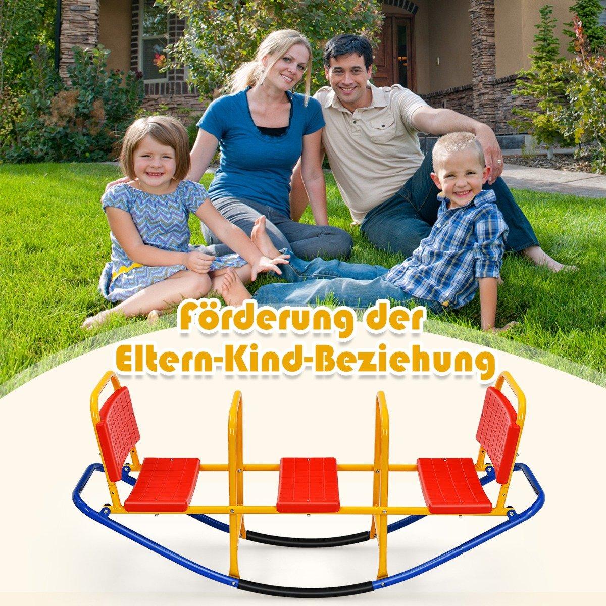3 Seater Rocking Rocker Children's Rocker with Handles Heavy Duty Metal Children's Rocker 136 x 39 x 60 cm Colorful