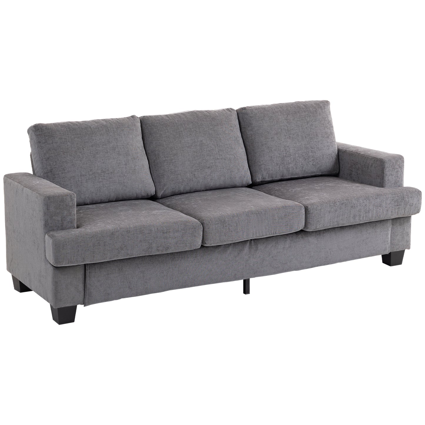 3-Seater Sofa, Grey Fabric Upholstery, Steel Frame