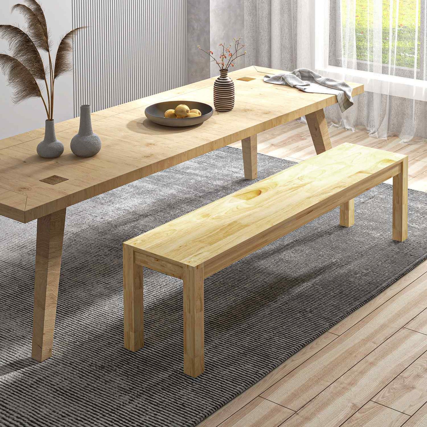 3-seat dining room bench in pine, holds 330 kg, 150 x 33 x 45 cm