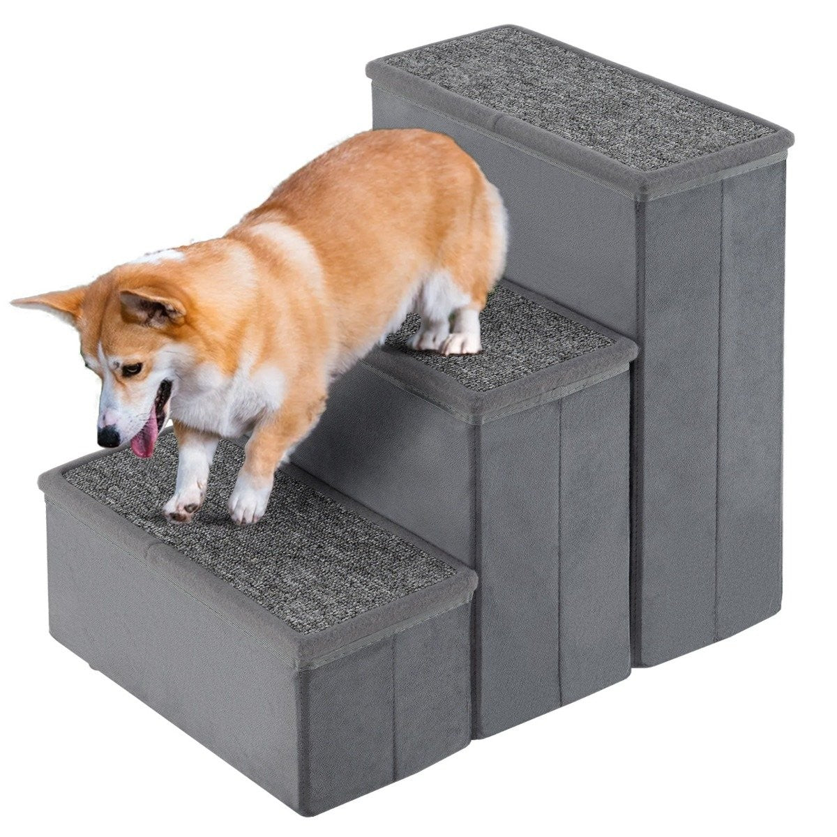 3-Step Dog Stairs Non-Slip Foldable Dog Ramp Portable Pet Climbing Ladder
