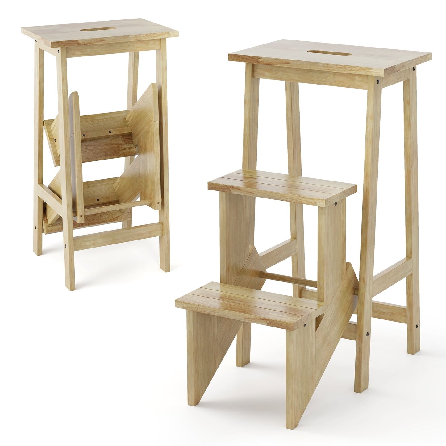 3-Step Folding Step Stool with Rotating Steps & Handle