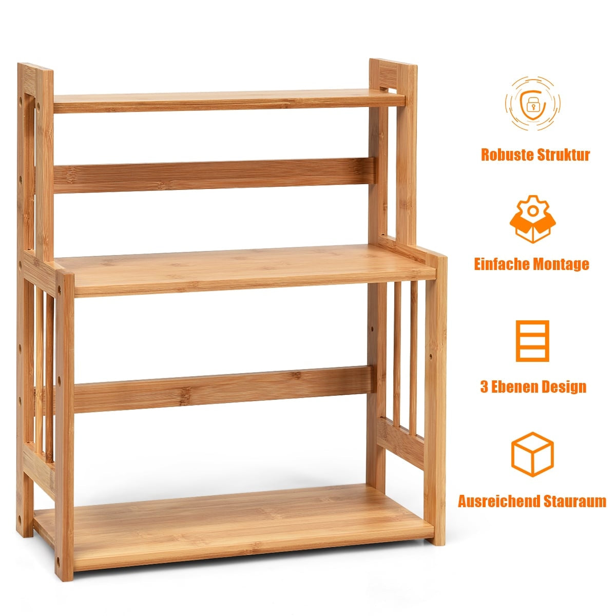 3-Tier Adjustable Bamboo Spice Rack for Kitchen Storage