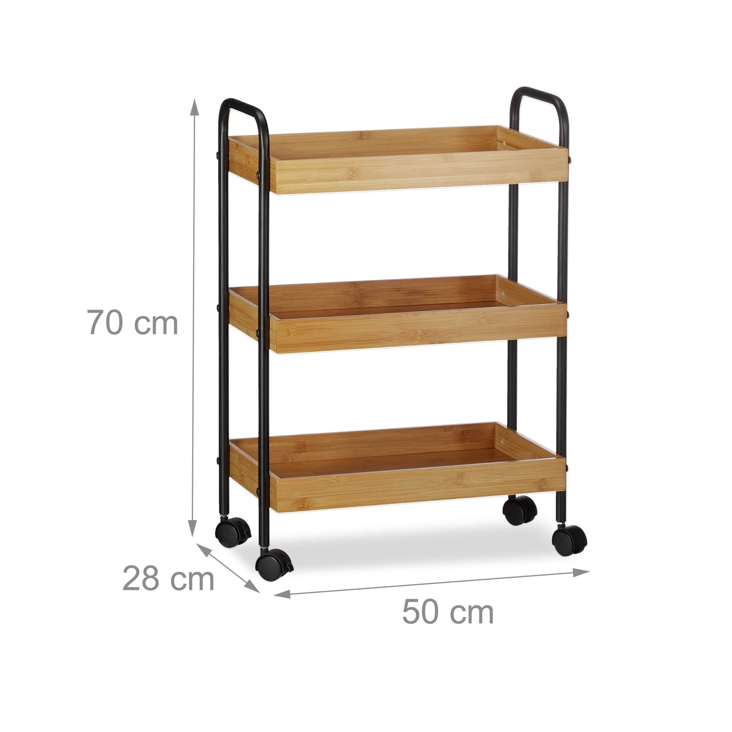 3-Tier Bamboo Serving Trolley