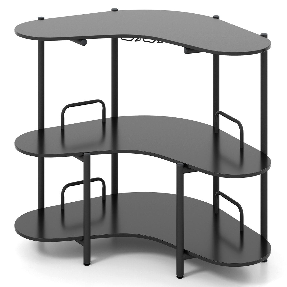 3-Tier Bar Table with Glass Holder & Metal Frame