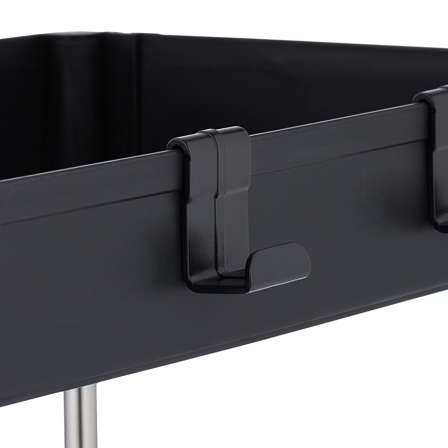 3-Tier Black Trolley with Wheels for Kitchen/Bathroom