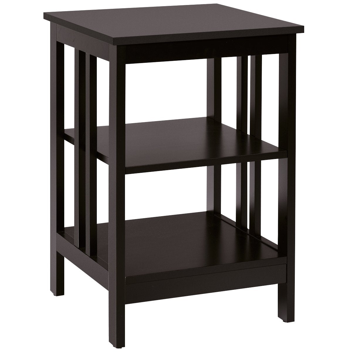 3 Tier II Shaped Bedside Table Side Table with Shelf & Storage Space 40 x 40 x 61 cm Coffee