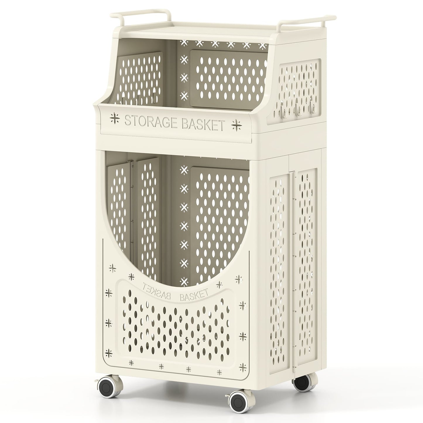 3-Tier Laundry Cart with Foldable Bag and Wheels