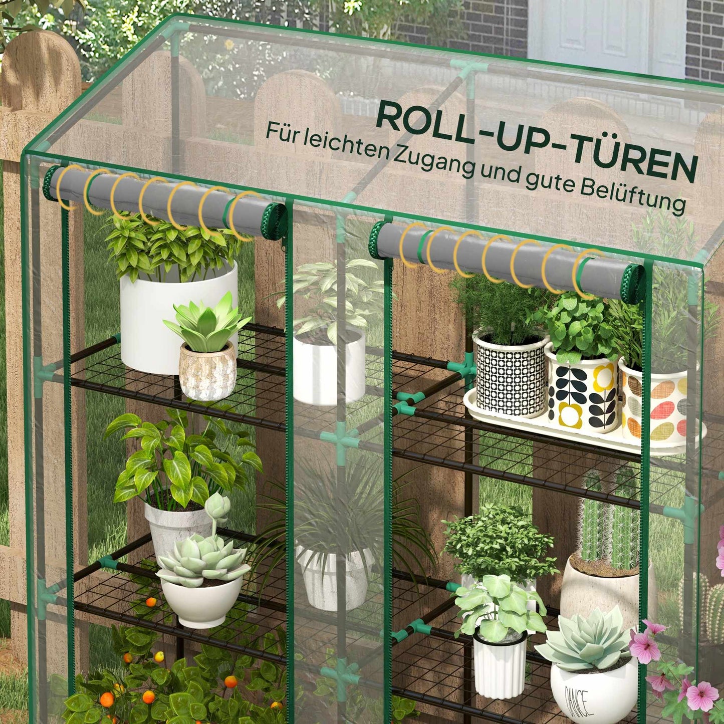 3-Tier Mini Greenhouse with 6 Wire Shelves, Transparent Cover