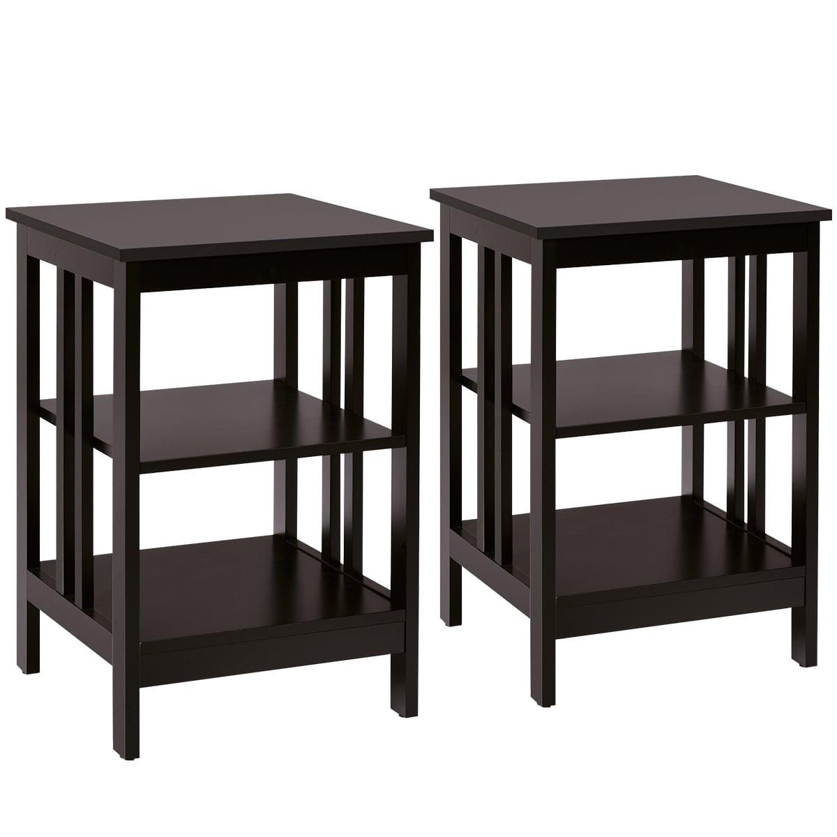 3-Tier Nightstand Set, MDF, 40x40x61 cm, Coffee