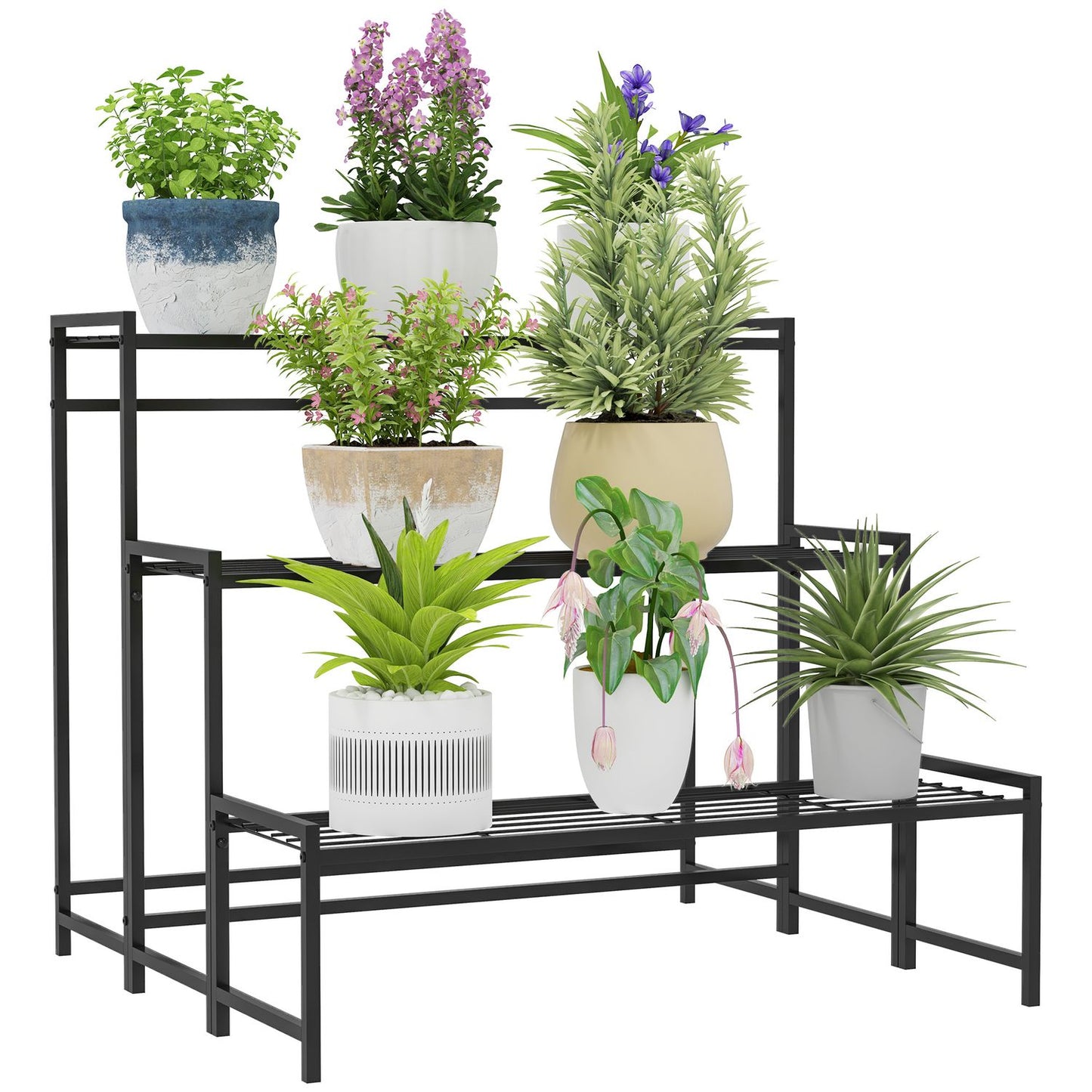 Metal plant stand - 3-tier indoor/outdoor flower shelf, 66 cm