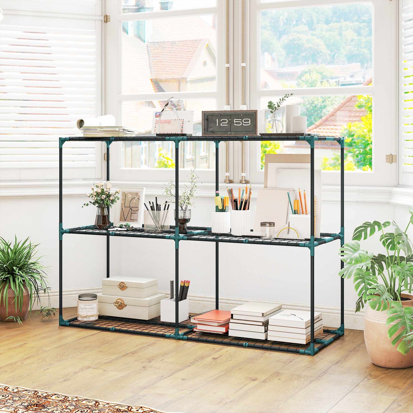 3-Tier Plant Stand, Steel, 20kg Capacity, Dark Green