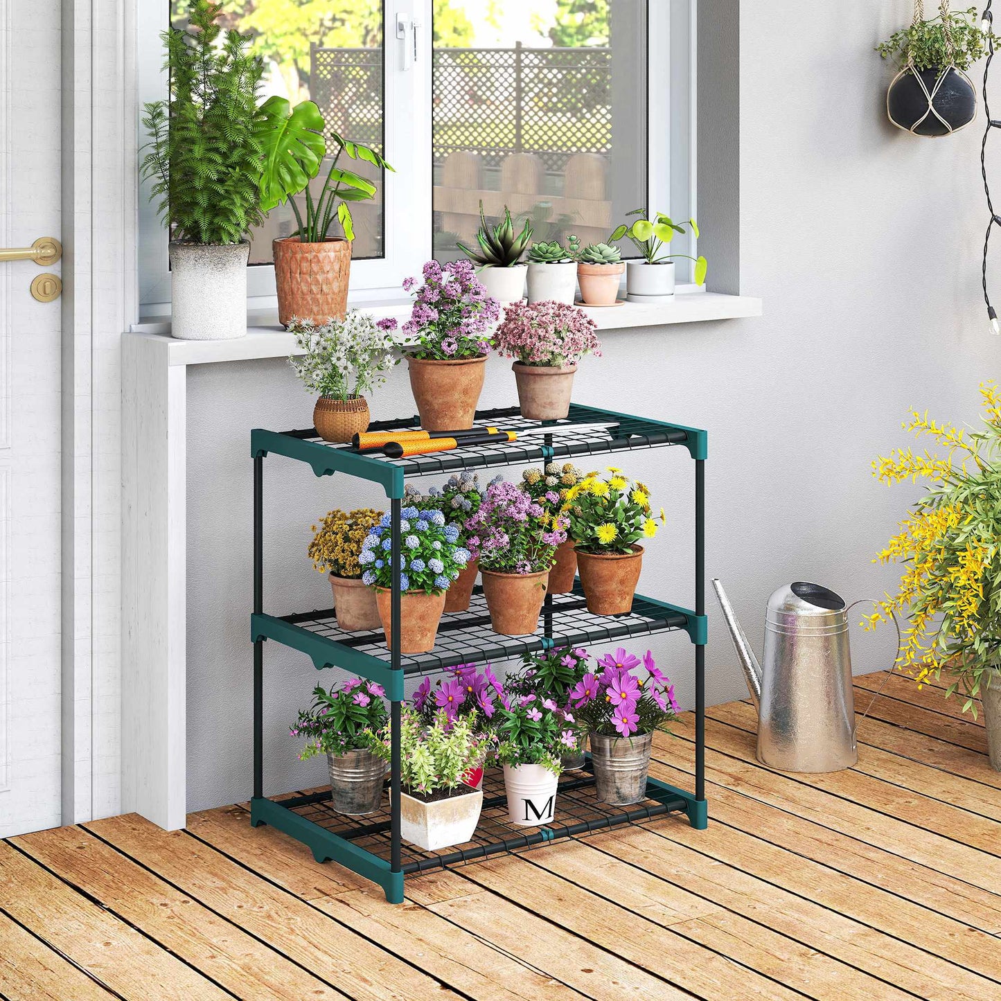 3-Tier Plant Stand, Steel Frame, Indoor/Outdoor Use