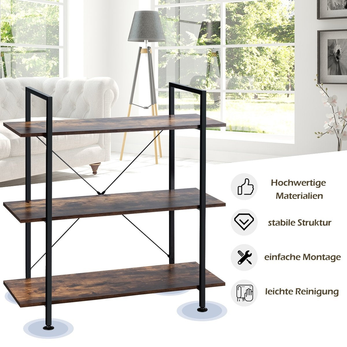 3 Tier Plant and Flower Stand Shelving Unit with Metal Frame Multipurpose Display Stand with Anti-tip