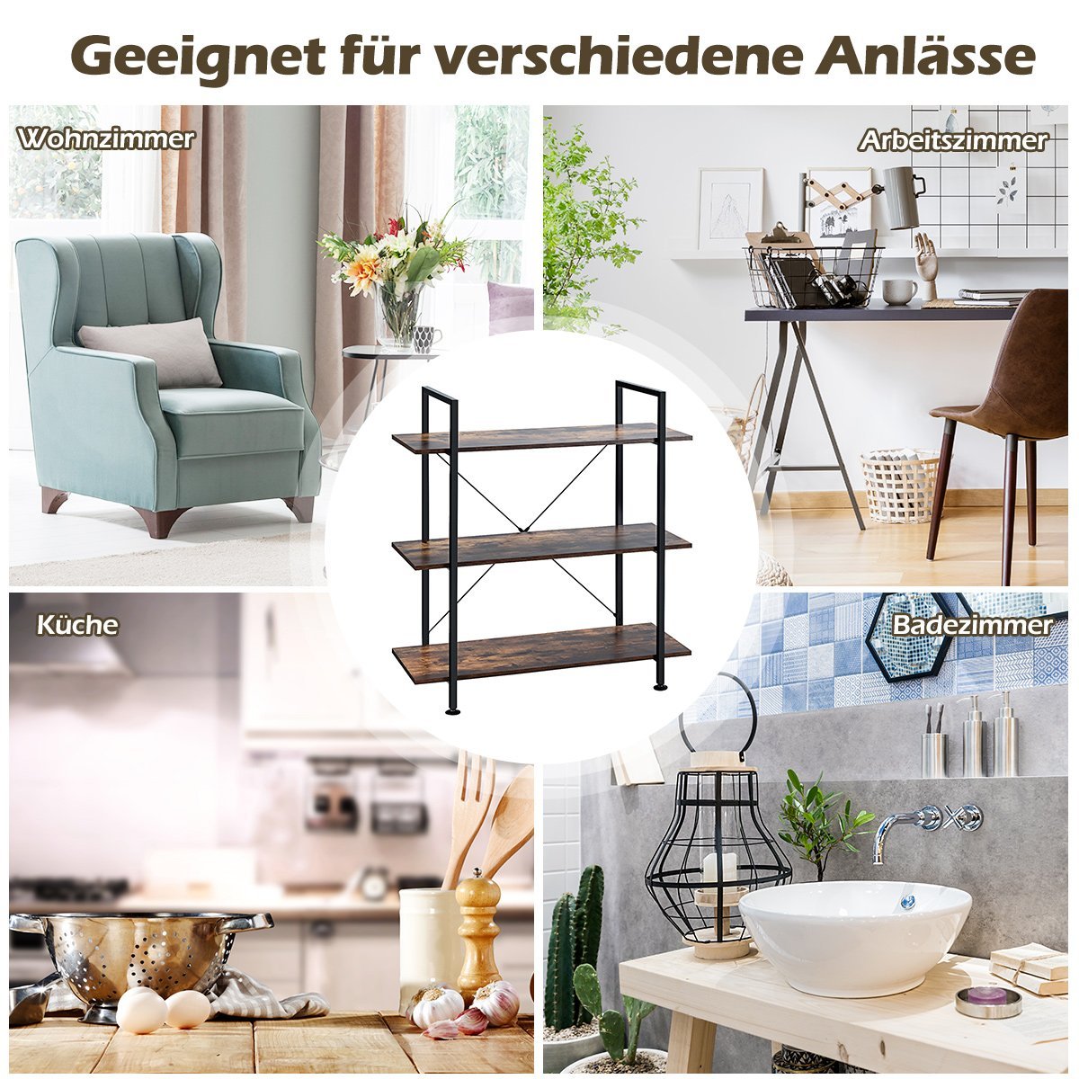 3 Tier Plant and Flower Stand Shelving Unit with Metal Frame Multipurpose Display Stand with Anti-tip