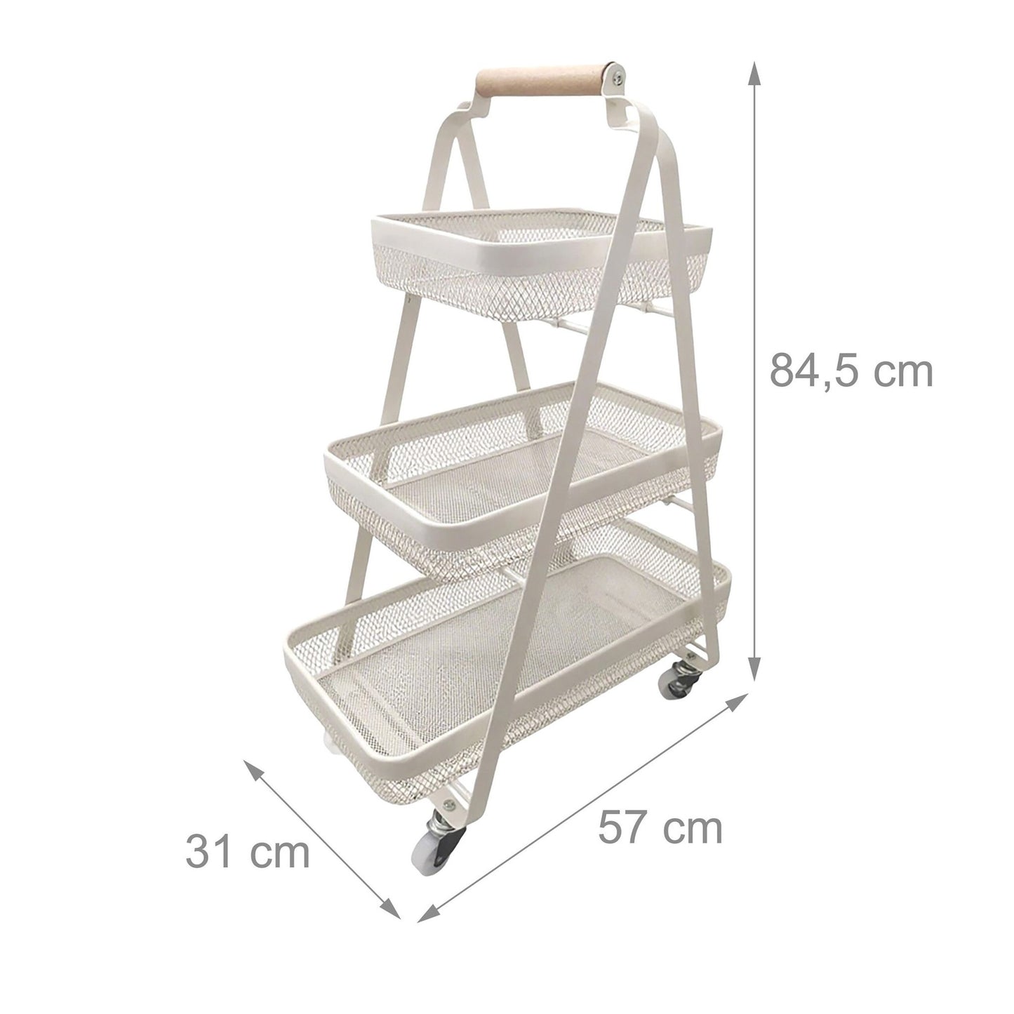 3-Tier Rolling Storage Cart – Living Room, Bathroom, Office